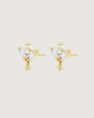 TRIPLE MARQUISE CRYSTAL STUD EARRING 18K GOLD PVD - STUDIO JO STORE